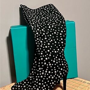 Lauren Lorraine HADDIE Black Studded Women's Boots